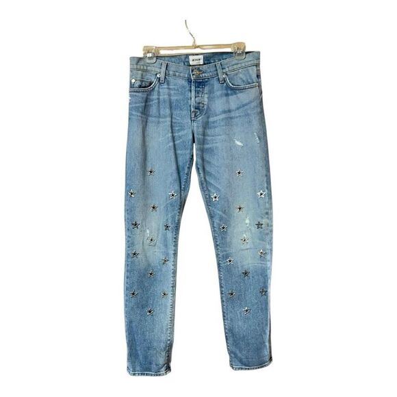 HUDSON Size 25 Riley Star Grommet Relaxed Boyfriend Jeans - Picture 1 of 6